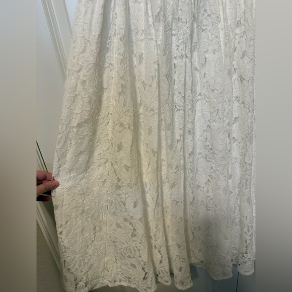 NWT Lulus Exquisite Aura White Lace Strapless Bustier Midi Dress - Picture 9 of 11